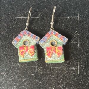 Source Unknown‎ Multicolor Birdhouse Earrings